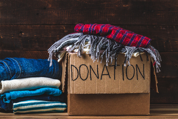 box filled with clothes to be donated